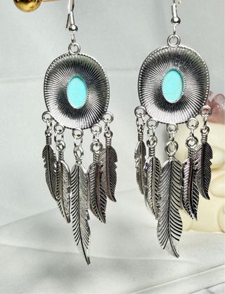 Pendientes plata y turquesa estilo boho