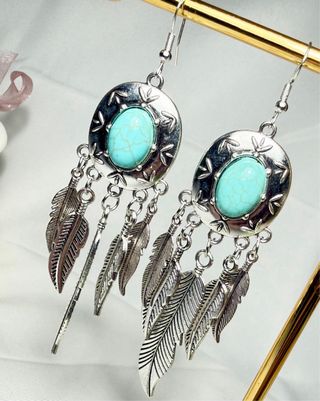 Pendientes plata y turquesa estilo boho
