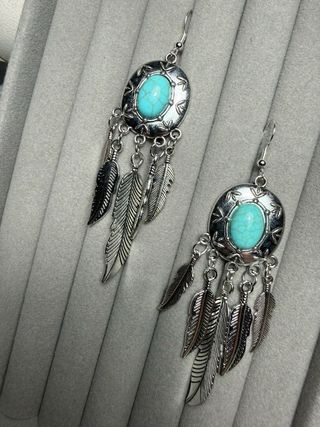 Pendientes plata y turquesa estilo boho