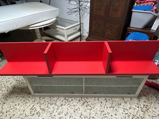 Estantería Decorativa Roja y Blanca