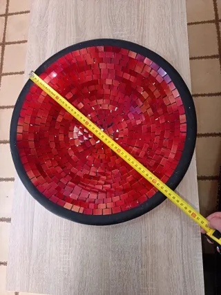 Centro mesa/frutero mosaico rojo