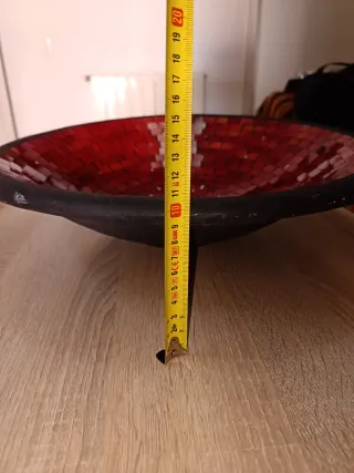 Centro mesa/frutero mosaico rojo