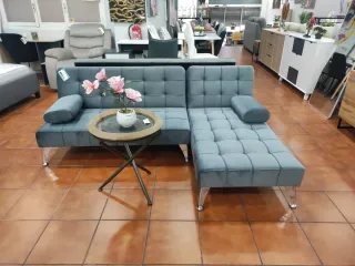 Sofá Cama Chaise Longue Gris 198cm