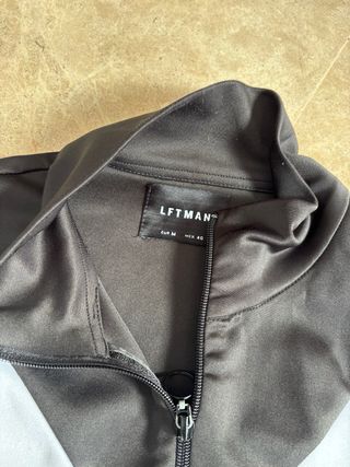 Black Track Jacket with Contrast Chevron Panel