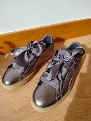 Zapatillas Puma Plata Mujer Basket Silver