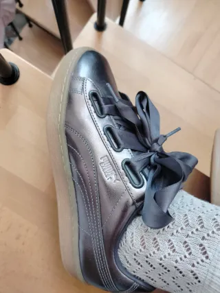 Zapatillas Puma Plata Mujer Basket Silver