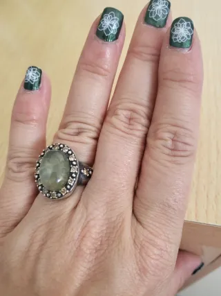 Anillo Plata Piedra Verde Plata de Palo