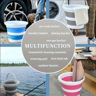 Cubo Plegable Gris y Blanco