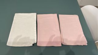 3 Teli Tessuto Bianco e Rosa