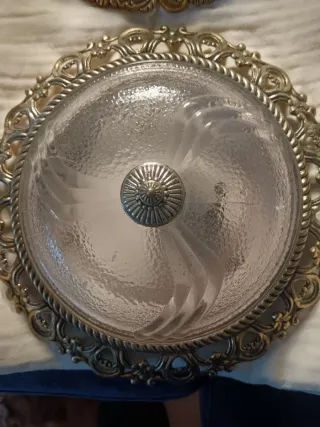 2 Plafones Bronce y Cristal