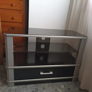 Mesa TV cristal y cajón