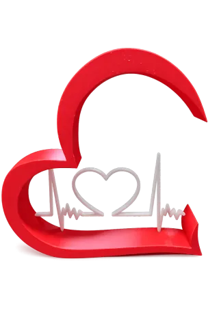 Corazón 3D con Electrocardiograma realizado en pla
