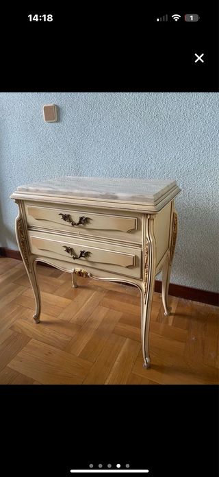 Comodino e toeletta con cassetti beige vintage
