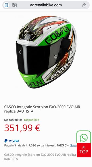 Casco Moto Scorpion Exo-2000 Air Bautista Talla L