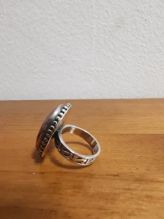 Sortija Zoisita Roja y Plateada