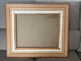 Cuadro al óleo de puerto con barcos