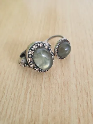 Anillo Plata Palo Piedra Gris