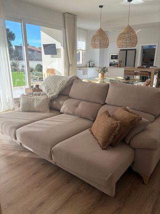 Sofá chaise longue grande beige natural