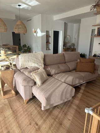 Sofá chaise longue grande beige natural