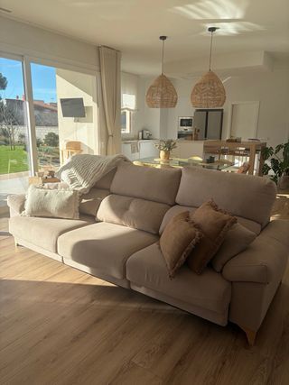 Sofá chaise longue grande beige natural