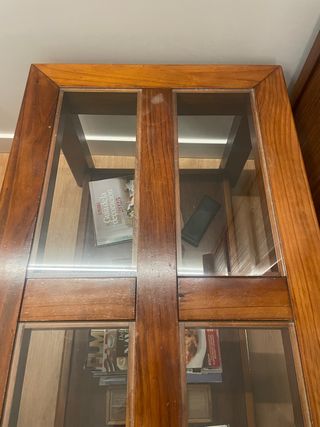 mesa centro madera y cristal