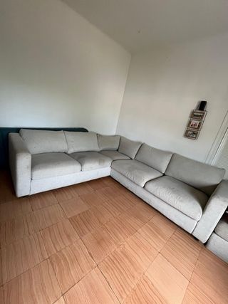 Sofá cama esquinero tela beige/gris