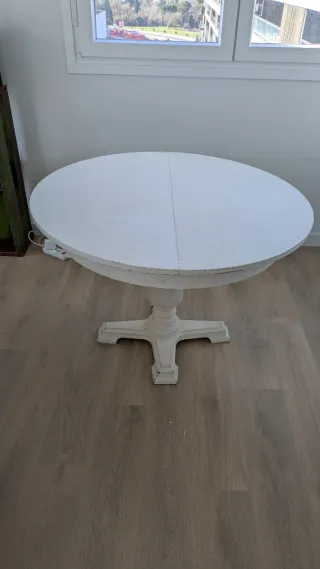 Mesa redonda extensible de madera maciza