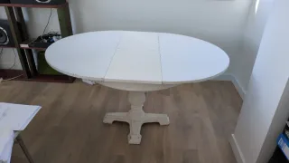 Mesa redonda extensible de madera maciza