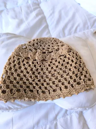 Gorro crochet beige/marrón