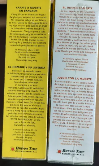 Pack 2 VHS Bruce Lee Clásicos Artes Marciales