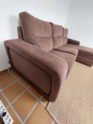 Sofá Chaise Longue Marrón Tela