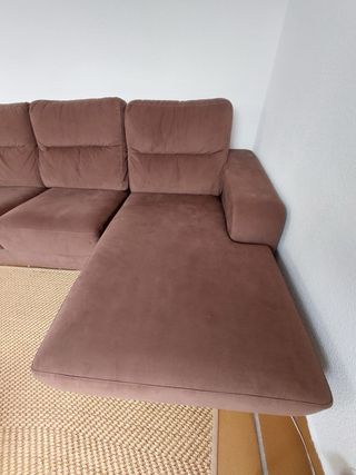 Sofá Chaise Longue Marrón Tela