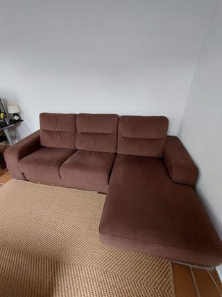 Sofá Chaise Longue Marrón Tela