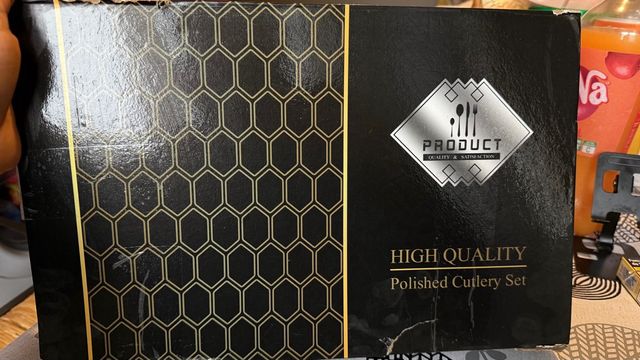 Juego Cubiertos 24 Piezas Negro/Plata