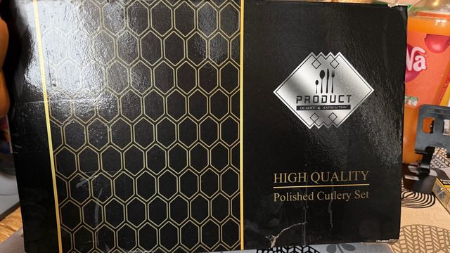 Juego Cubiertos 24 Piezas Negro/Plata