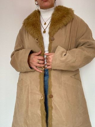 Chaqueta Y2K Vintage Pelo Sintético Beige