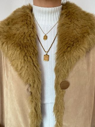 Chaqueta Y2K Vintage Pelo Sintético Beige