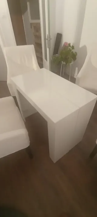 Mesa comedor extensible blanca 51cm/144cm