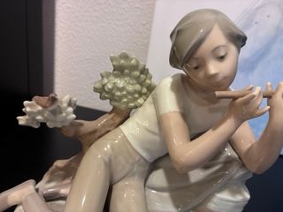 Figura Lladró Niño Flauta y Pájaro