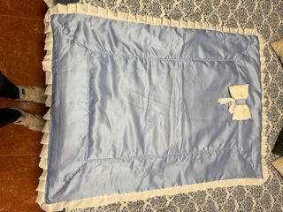 Juego Ropa Cuna Azul Satinado