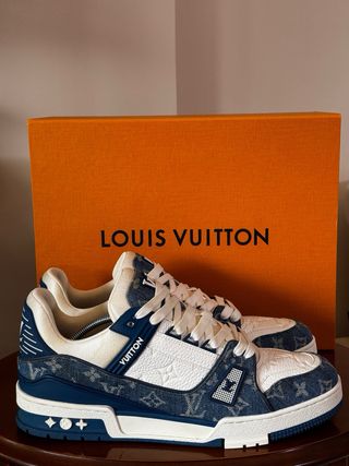 Scarpe Louis Vuitton Trainer Jeans Blu Bianco