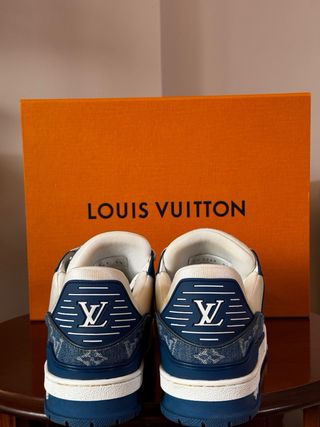 Scarpe Louis Vuitton Trainer Jeans Blu Bianco