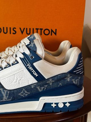 Scarpe Louis Vuitton Trainer Jeans Blu Bianco