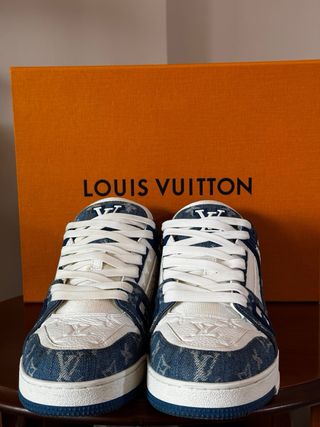 Scarpe Louis Vuitton Trainer Jeans Blu Bianco