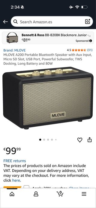 MLOVE A200 Portable Bluetooth Speaker with Aux Inp