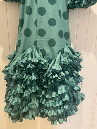 Traje Flamenca Verde Lunares verdes