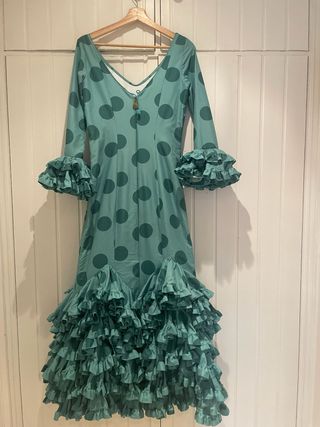 Traje Flamenca Verde Lunares verdes