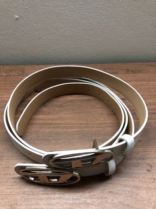 Diesel 2 cinture bianche fibbia logo argento