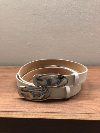 Diesel 2 cinture bianche fibbia logo argento