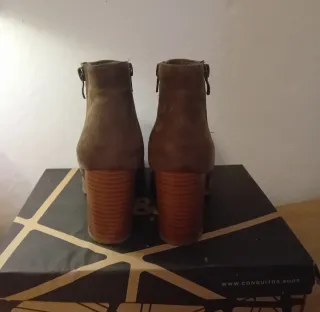 Botas de tacón marrón/verde